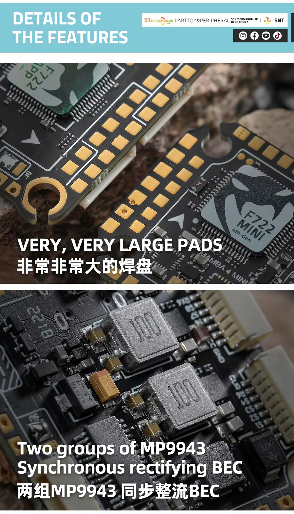 MAMBA MK4 Stack F722 APP Flight Controller &BLHeli_32 F45 F55 F65_128K 4in1 Brushless ESC DSHO1200 for FPV Drone detail 3